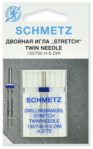 Иглы Schmetz стрейч двойные 130/705 H-S ZWI 4,0/75, 1 шт в Краснокаменске